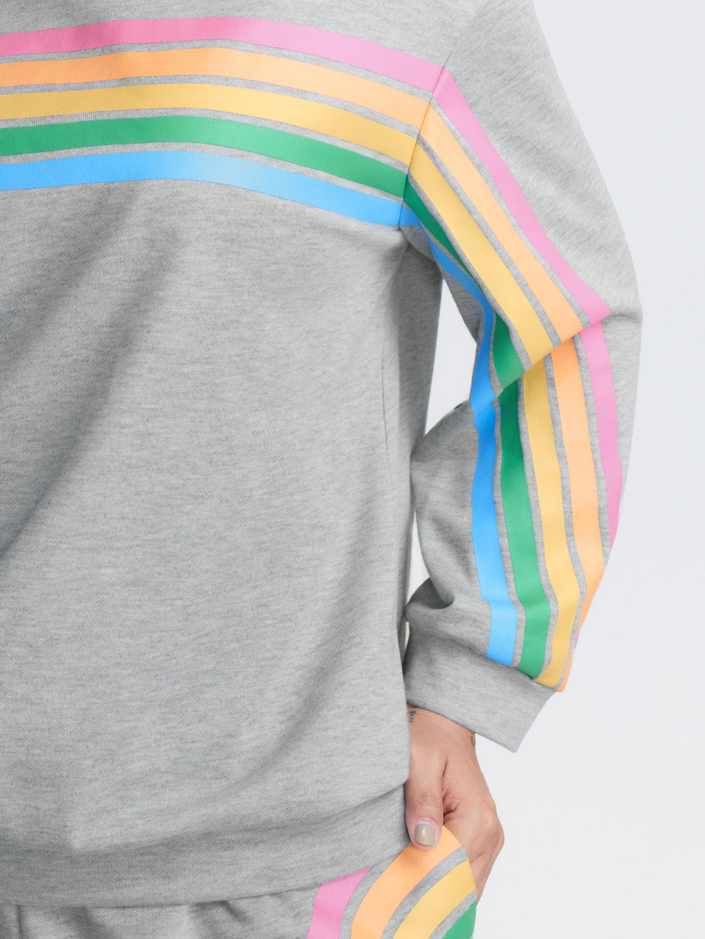Soft Rainbow Print Round Neck Lounge Top