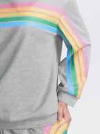 Soft Rainbow Print Round Neck Lounge Top