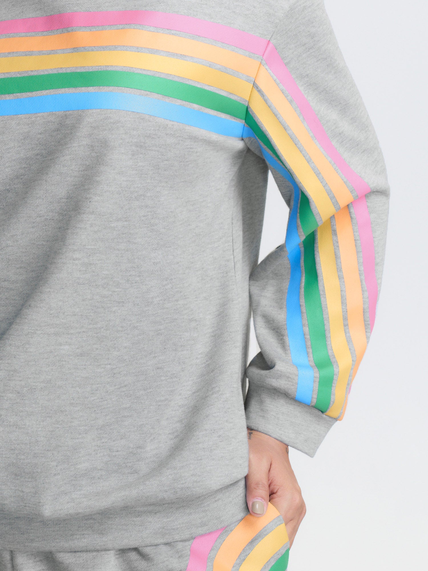Soft Rainbow Print Round Neck Lounge Top