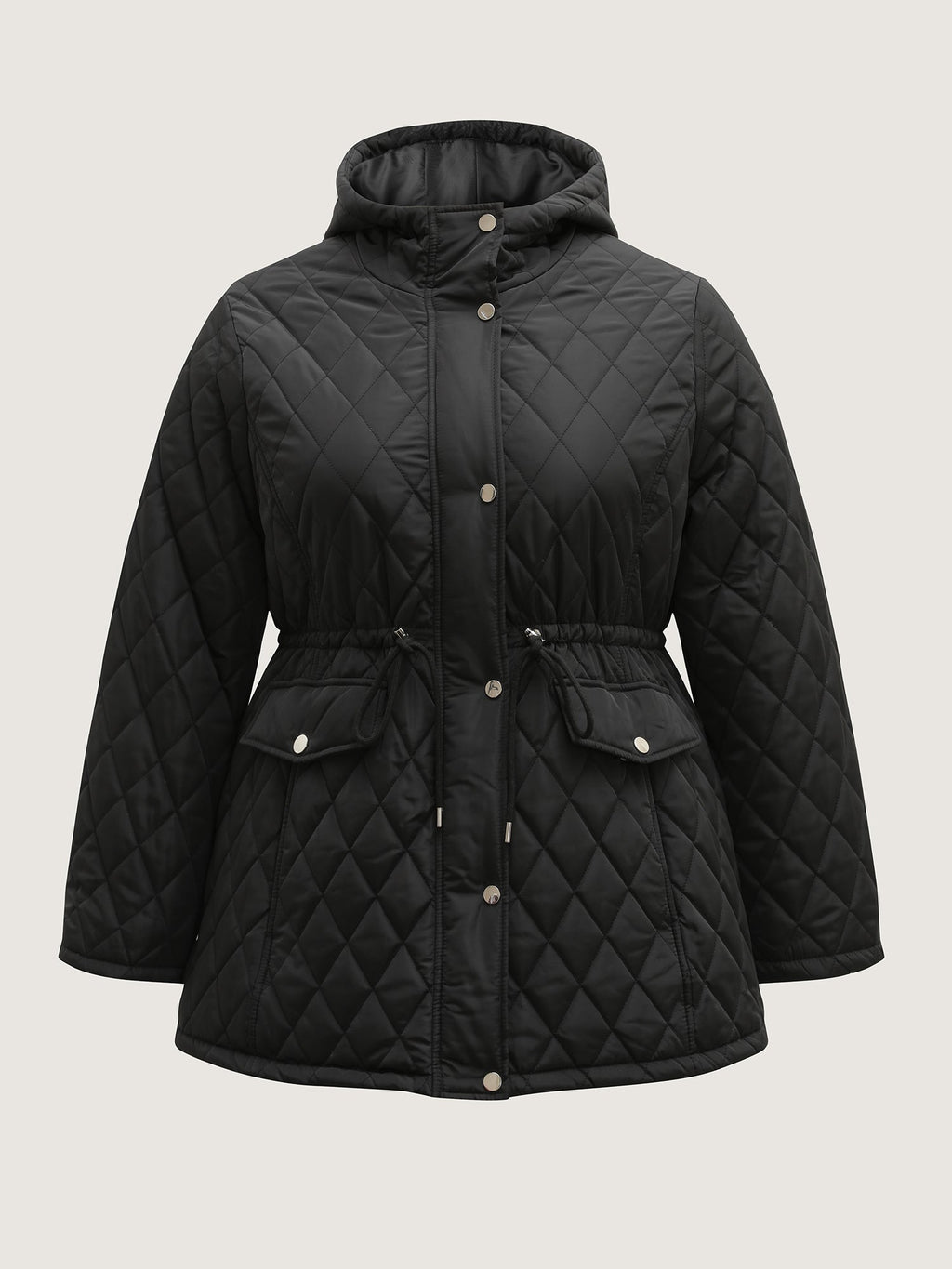 Drawstring Waist Pockets Quilted Jacket