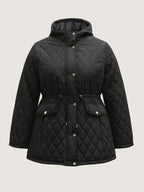 Drawstring Waist Pockets Quilted Jacket