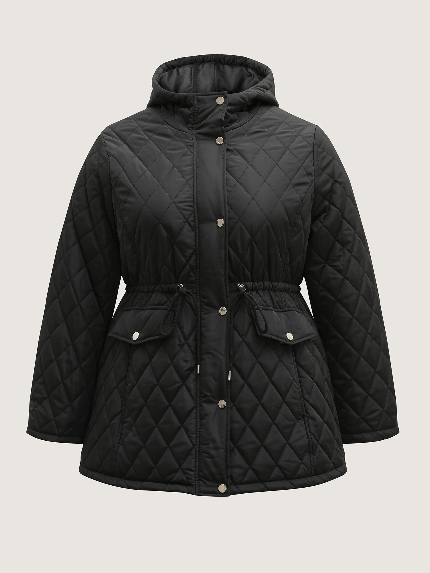 Drawstring Waist Pockets Quilted Jacket