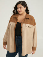 Two Tone Button Through Patchwork Coat