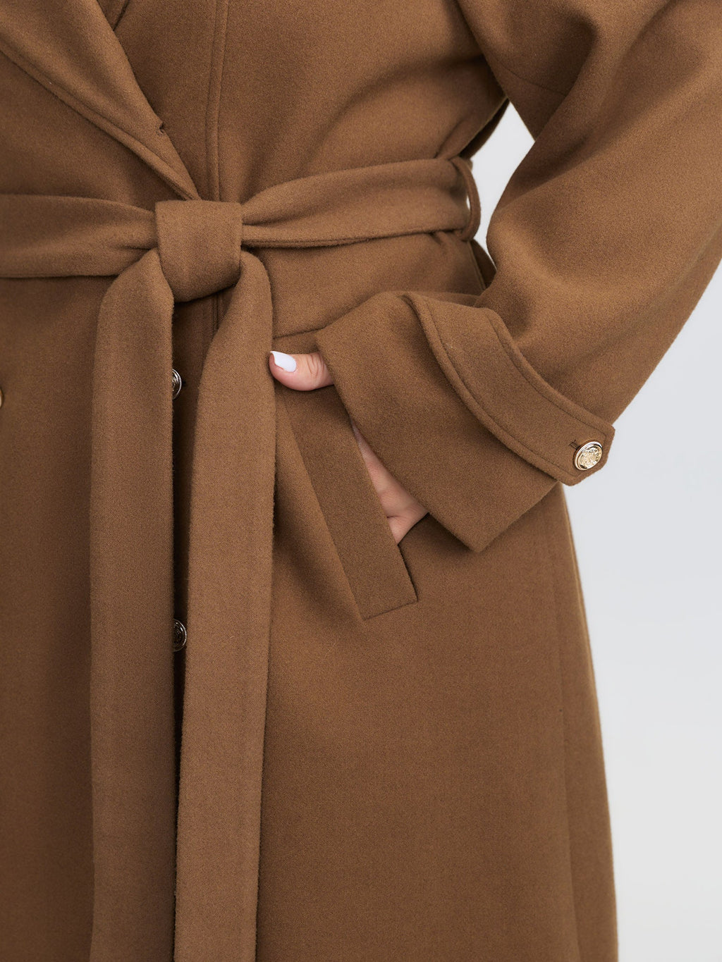 Detachable Fur Belted Cinched-Waist Coat