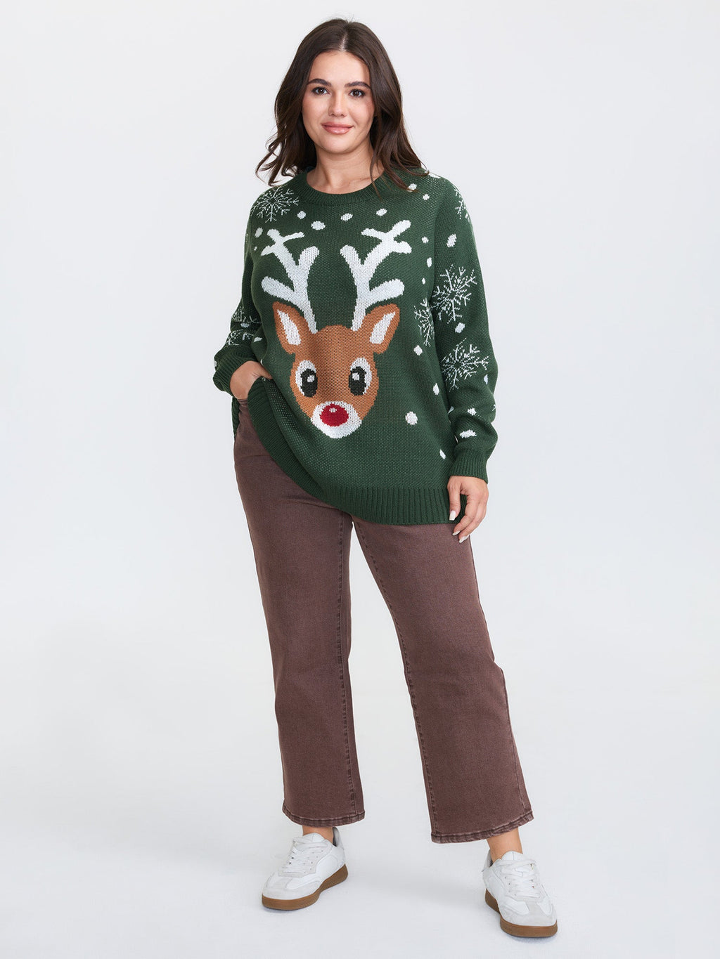 Deer Snowflake Pattern Jacquard Pullover