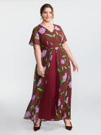 Hidden Zipper Floral Layered Pockets Jumpsuit