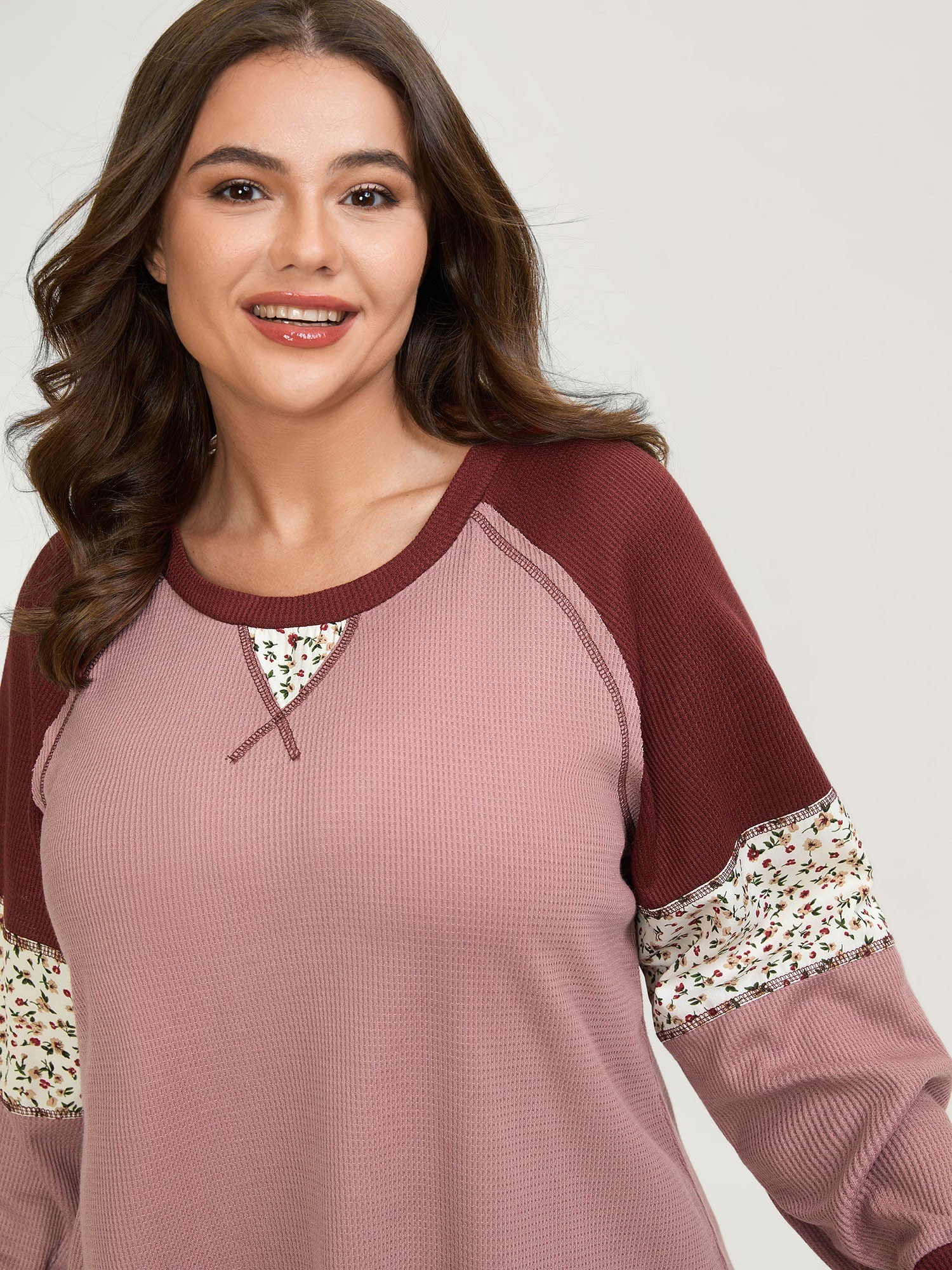 Color Contrast Waffle Knit T-Shirt