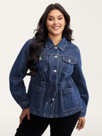 Supersoft Stretchy Waist Button-Down Denim Jacket