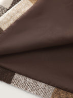 Plaid Lapel Double Breasted Belted Waist Coat