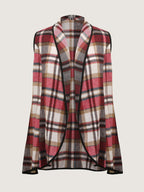 Plaid Curvy Hem Open-Front Vest
