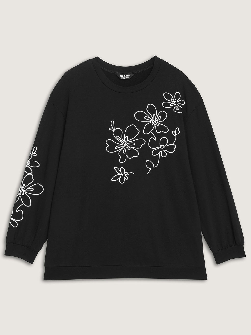 Floral Embroidery Print Relaxed Fit Sweatshirt