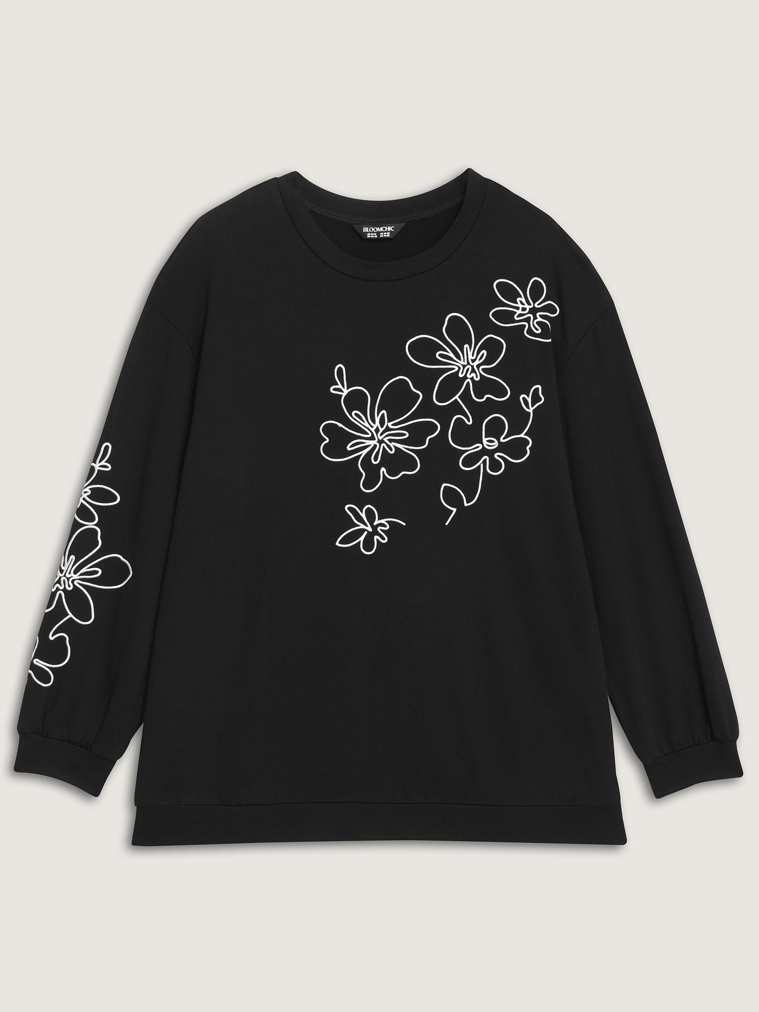 Floral Embroidery Print Relaxed Fit Sweatshirt
