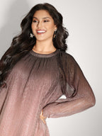 Color Gradient Textured Flowy Blouse