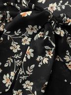 Floral Print Ribbon Neck-Tie Knee Dress