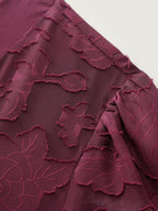 Laser Cut Shirred Waist Button Blouse