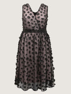 3D Floral Back-Tie Sheer Midi Dress