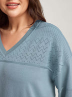 Supersoft Textured Eyelet Trim Pullover