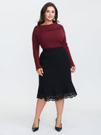 Collar Button Fitted Slit Fitted Pullover