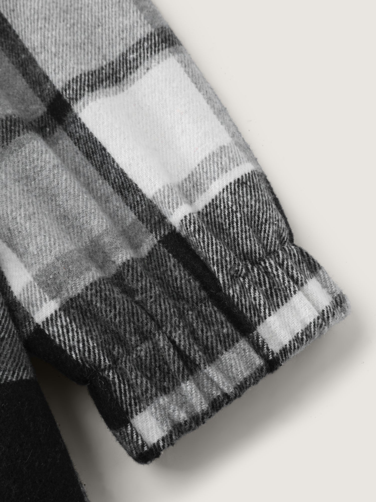 Checkered Pattern Lined Faux Fur Zipper Hoodie