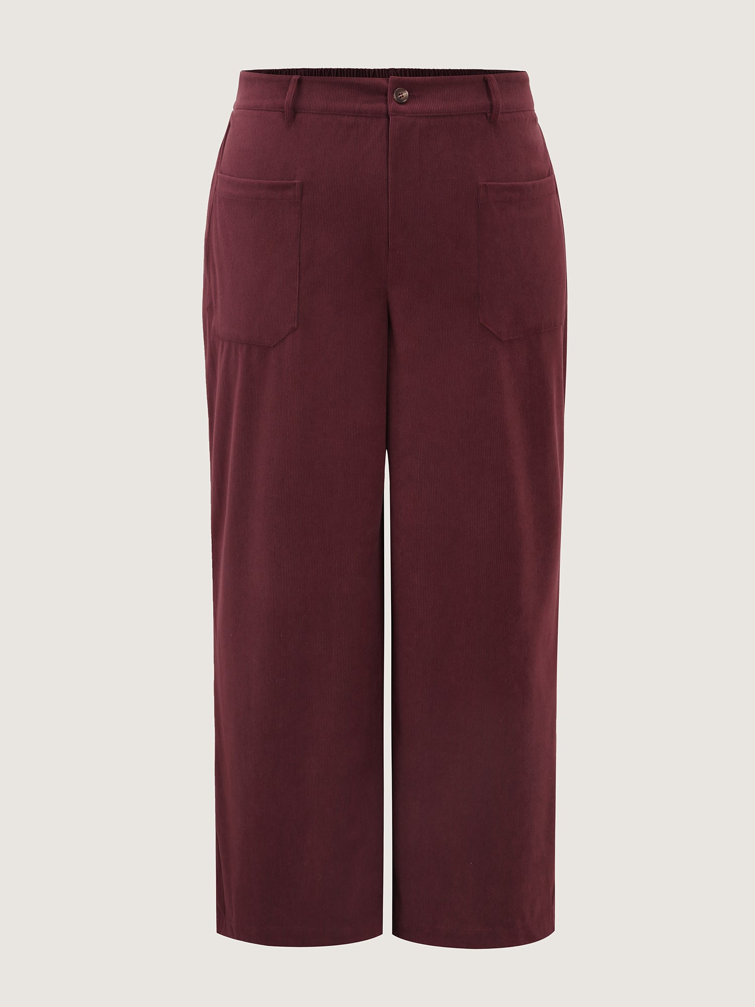 Corduroy Patch Pockets Ribbed Pants