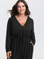 Elastic Waist Overlap Collar Lounge Jumpsuit