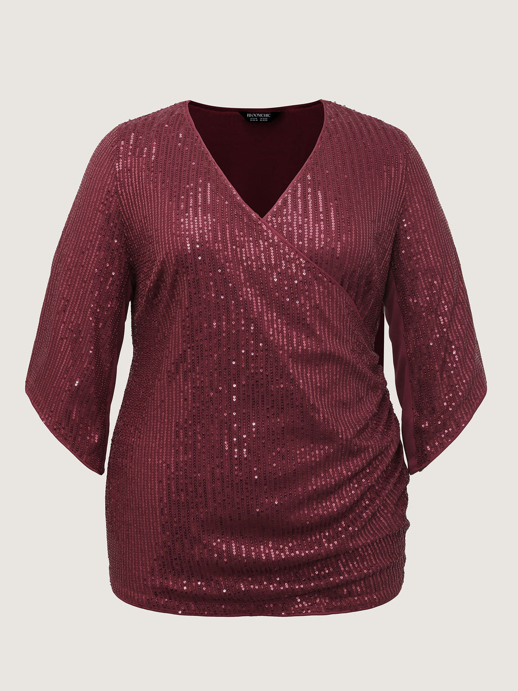 Shimmery Sequin Gathered Flared Sleeve Blouse