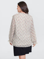 Lace Trim Ruffled Lettuce Edge Blouse