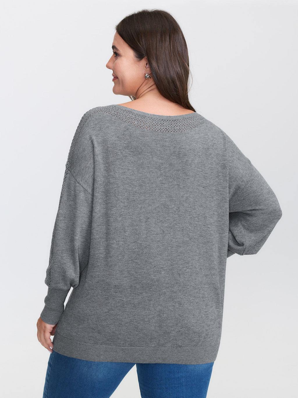 Textured Drop Shoulder Boat Neck Pullover
