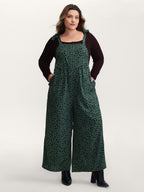 Leopard Print Shirred Shoulder Ties Jumpsuit