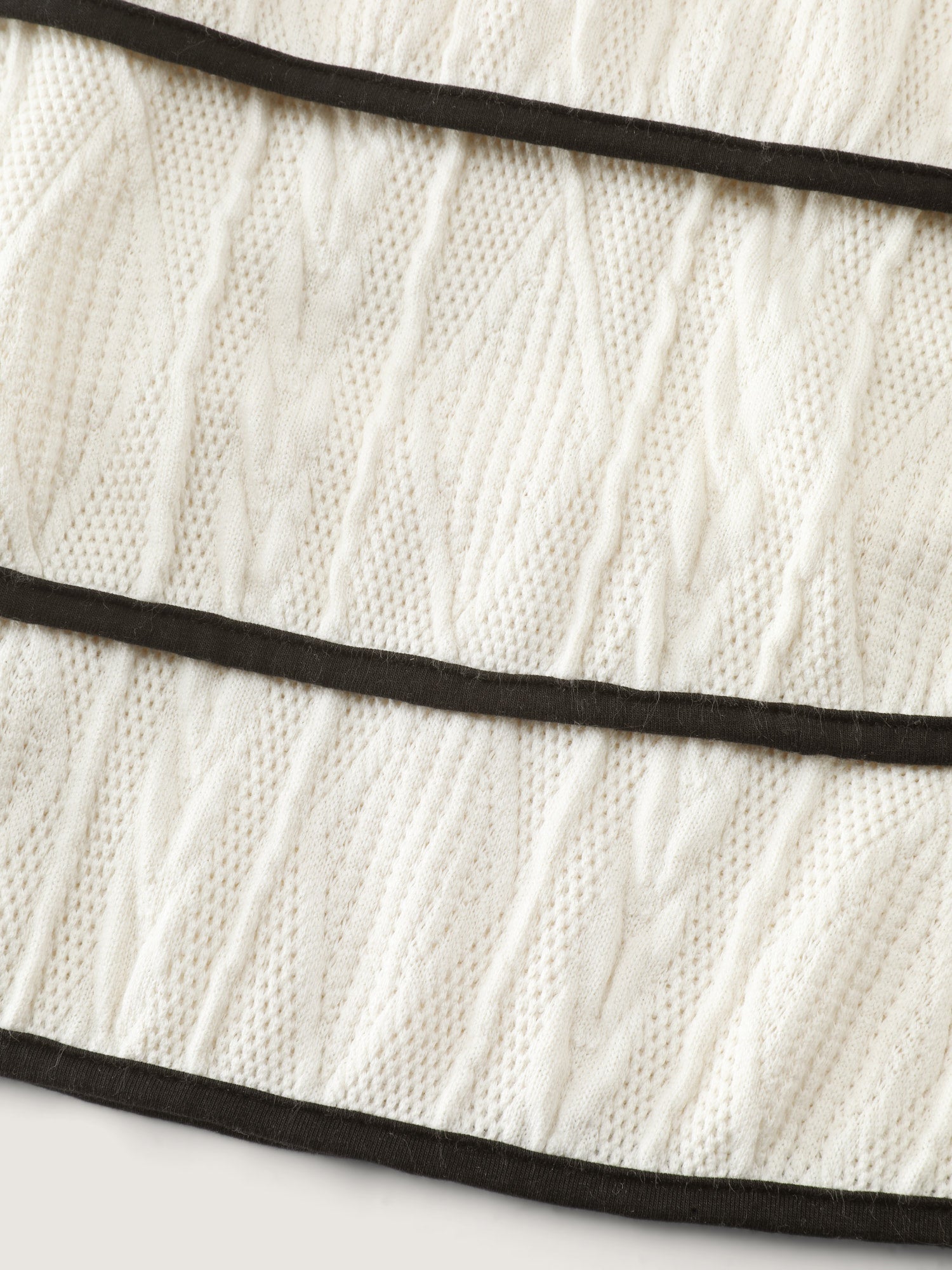 Textured Layered Hem Color Contrast Midi Dress