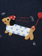 Happy Day Embroidered Motif Drop Shoulder Pullover