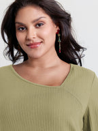 Super Stretchy Ribbed Asymmetrical Neck T-Shirt