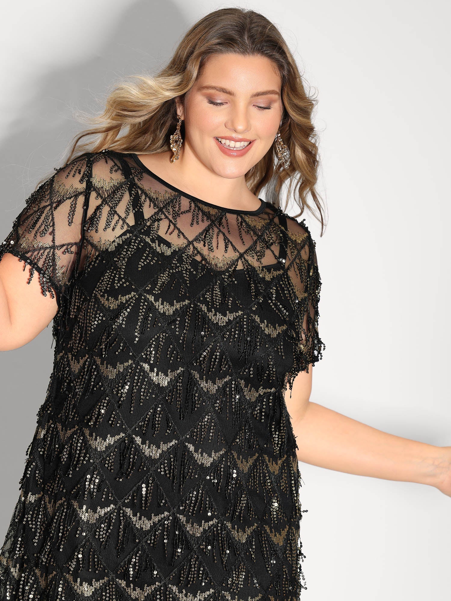 Two-Piece Fringe Sequin Mini Dress