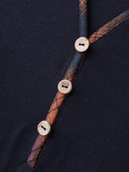 Stretchy Plaid Sleeve Split Neck T-Shirt