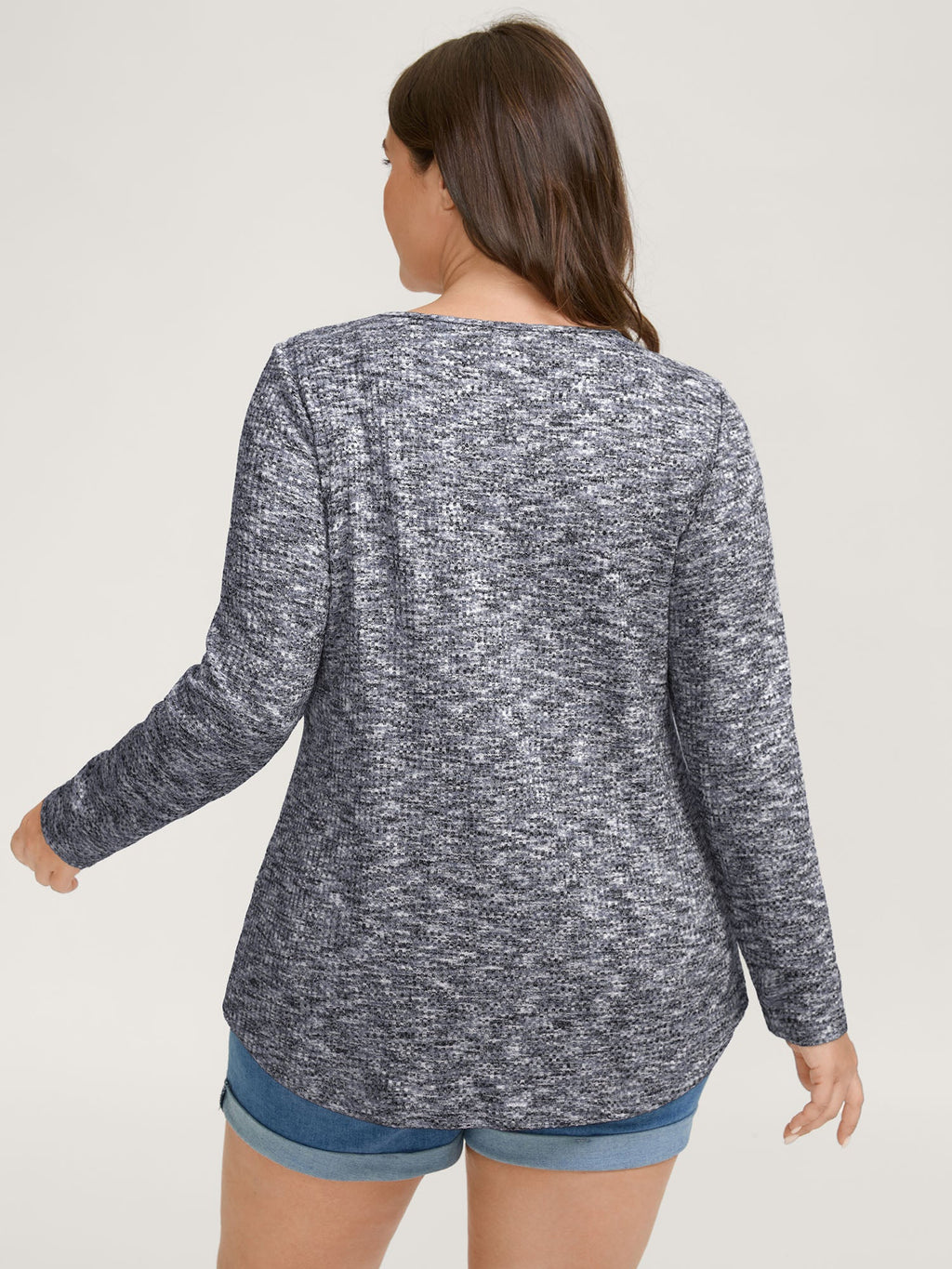 Textured Knit Pleated Neckline Top