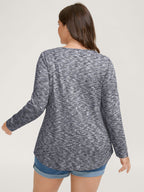 Textured Knit Pleated Neckline Top