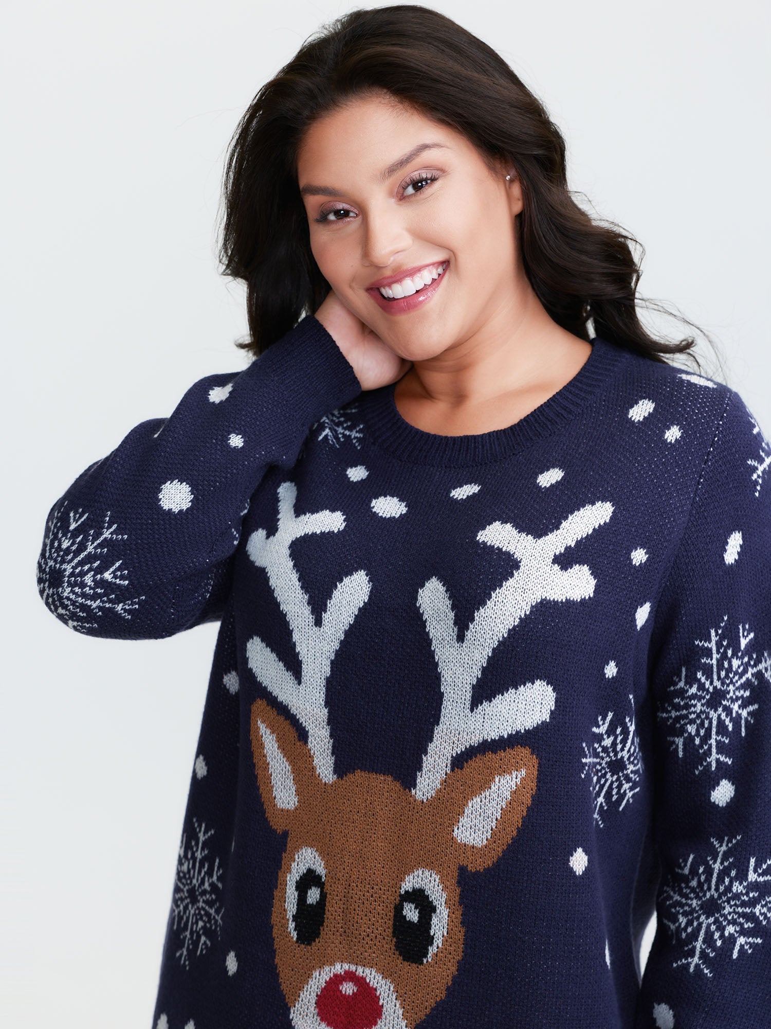 Deer Snowflake Pattern Jacquard Pullover