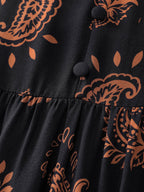 Paisley Print Lace Trim Tiered Maxi Dress