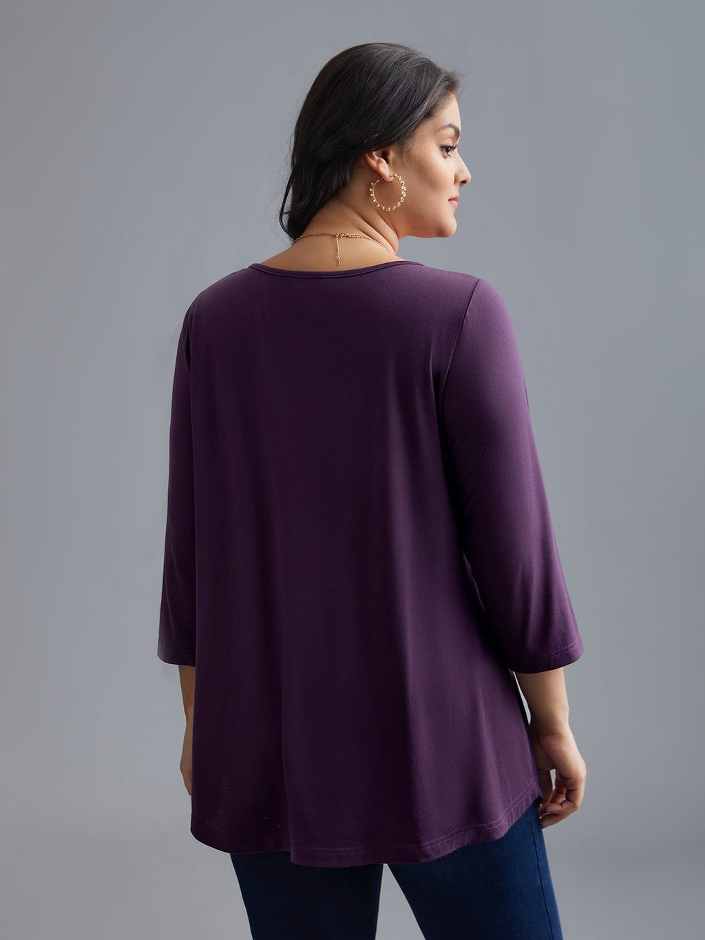 Asymmetrical Hem Overlap Long T-shirt