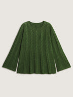 Textured Flared Sleeve A-Line Pullover