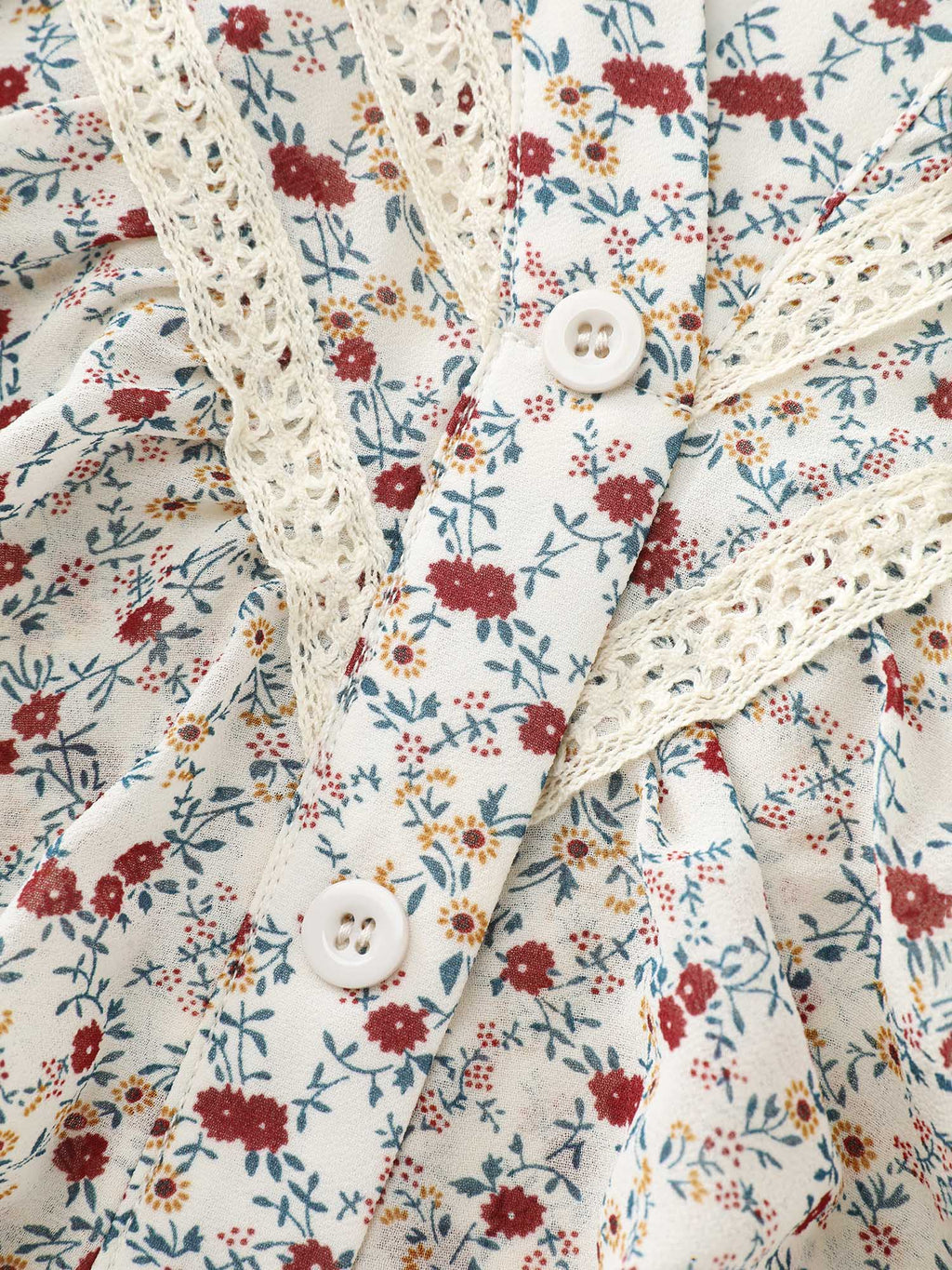 Lace Trim Ruffled Lettuce Edge Blouse