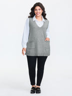 A-Line Pockets V-Neck Pullover