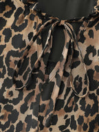 Leopard Print Ruffled Sleeve Blouse