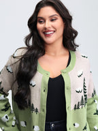 Meadow Pattern Jacquard Button Knit Cardigan