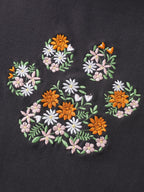 Floral Paws Embroidered Curvy Hem T-Shirt