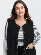 Faux Shearling Patchwork Leopard Edge Vest