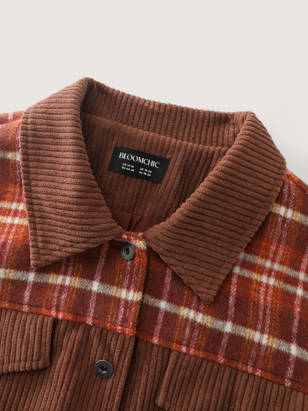 Plaid Pattern Contrast Button Coat