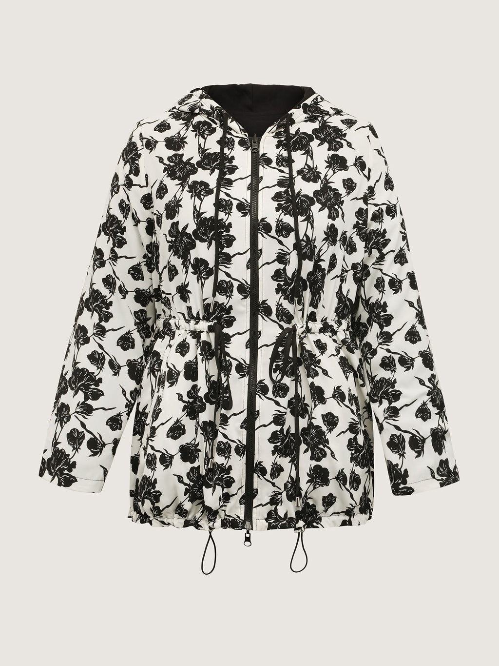 Floral Print Reversible Hooded Coat