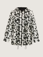 Floral Print Reversible Hooded Coat