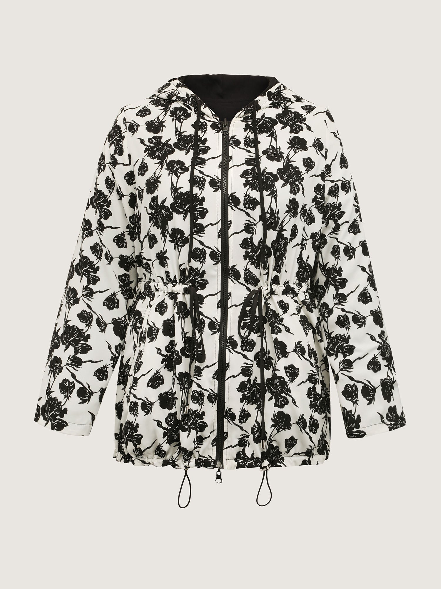 Floral Print Reversible Hooded Coat